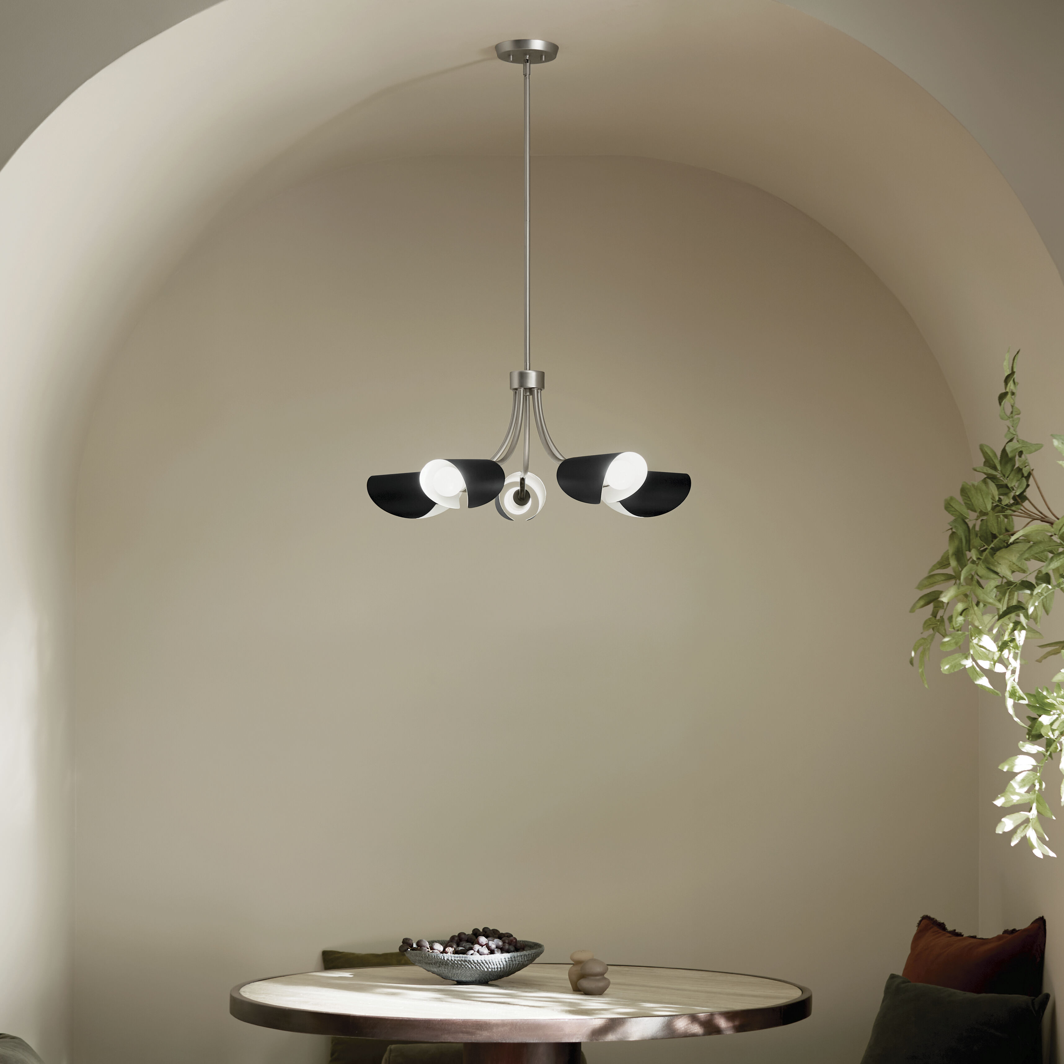 Arcus LED 29.25 inch Satin Nickel with Black Convertible Chandelier Ceiling Light